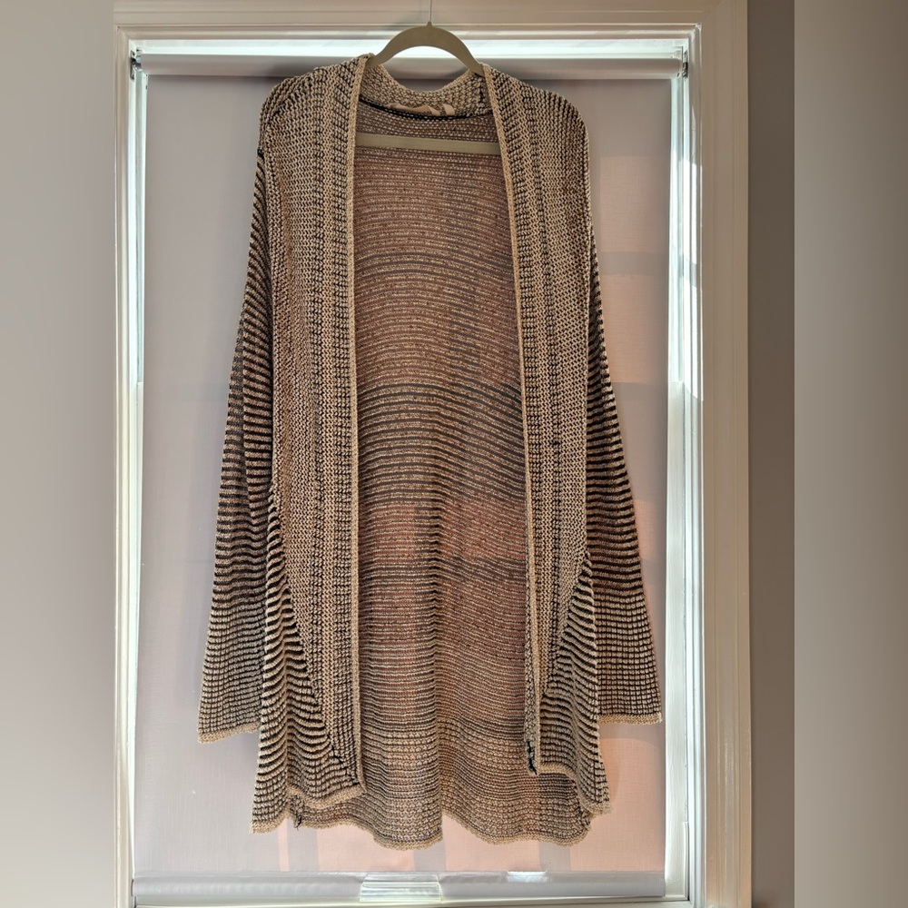 Soft Surroundings Black and Cream Striped Cardigan